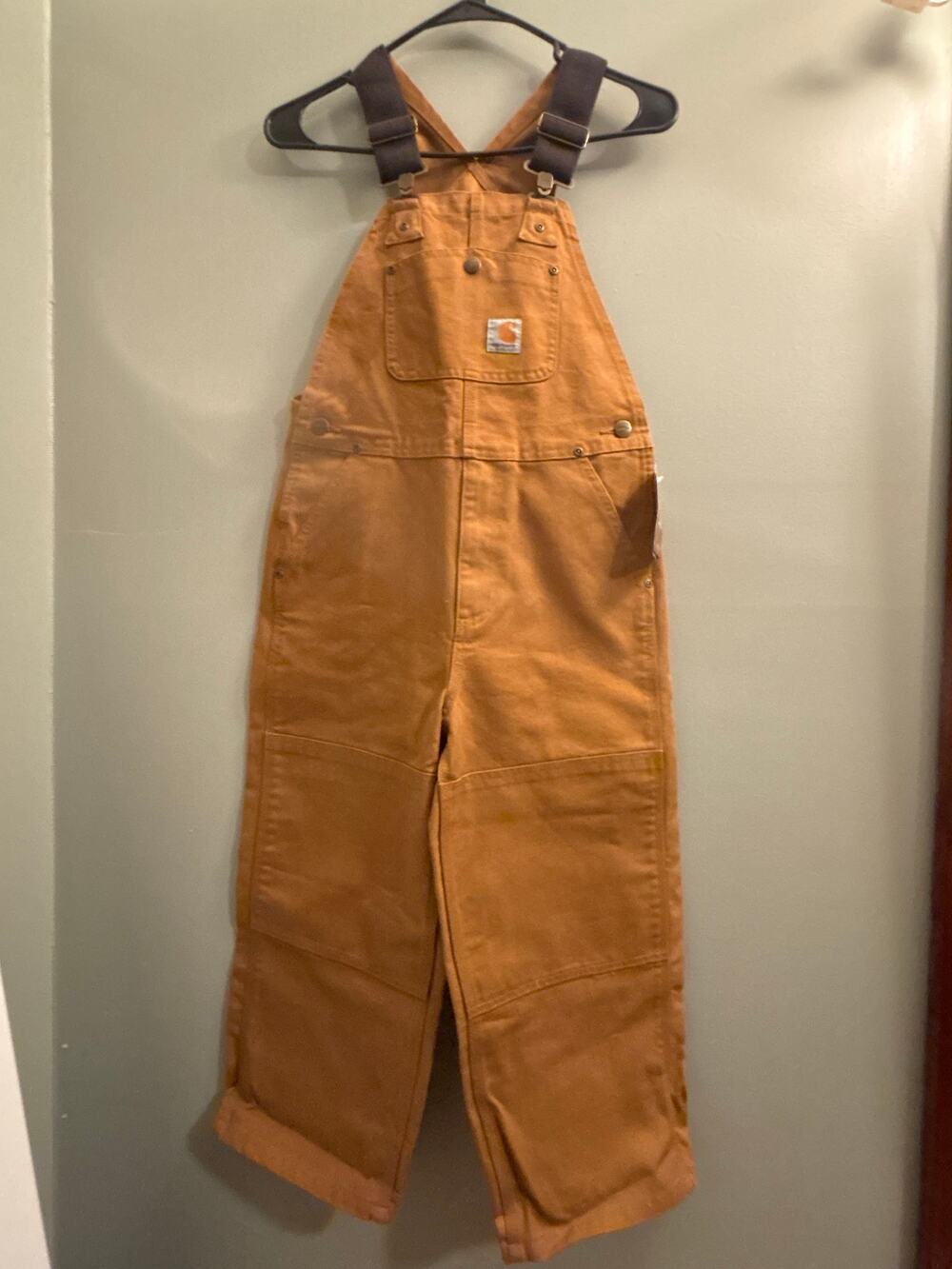 NWT Carhartt Size 8 Youth Boys Double Knee Overalls Brown 210 Tags Original Fit
